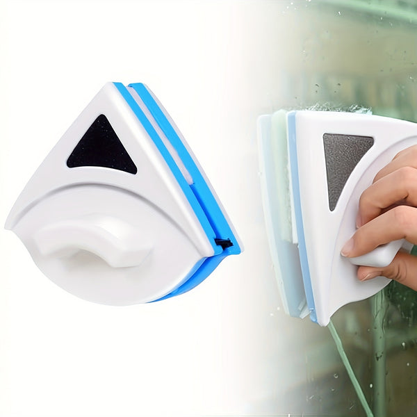 Magnetic Window Cleaning Tool with Dual Sides - a Reusable Glass Wiper Suitable for Single-Layer Glass Thickness of 3-8Mm, Featuring a White And Blue Design with a Hanging Loop, Requires No, Ideal for Home, Kitchen, Bathroom, Outdoor Use