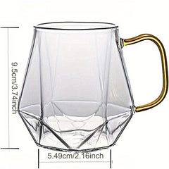 10 Oz Clear Glass Espresso Cups Set of 2/4 Coffee Cups with Handle Crystal Coffee Mug Borosilicate Heat Resistant for Liquor Tea Beverages Milk Latte Cappuccino