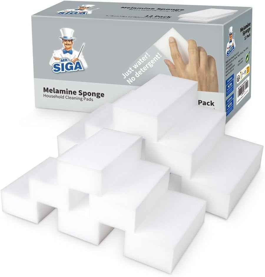 MR.SIGA Multi-Functional Eraser Sponge, Magic Cleaning Pads for Kitchen Household Cleaning, 12 Count, Size 4.7