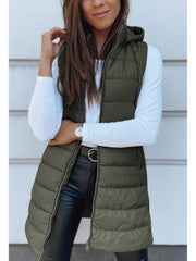 Women's Elegant Hooded Puffer Vest Coat - Thermal Insulated Sleeveless Winter Jacket with Full-Zip Closure, Machine Washable Outerwear in Brown/Black/White/Blue/Red/Navy/Gray, Cozy Cold-Weather Coat for Everyday & Formal Outfits, Layering Piece for Women
