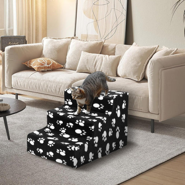 Anti-Slip Dog Steps with Removable Washable Cover for Smaller Elder Pets Sturdy Steps for Dogs
