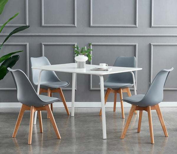 mcc direct Set of 2 Dining Chairs Wooden Legs Soft Cushion Pad Stylish DELUXE Retro Lounge Dining Office EVA