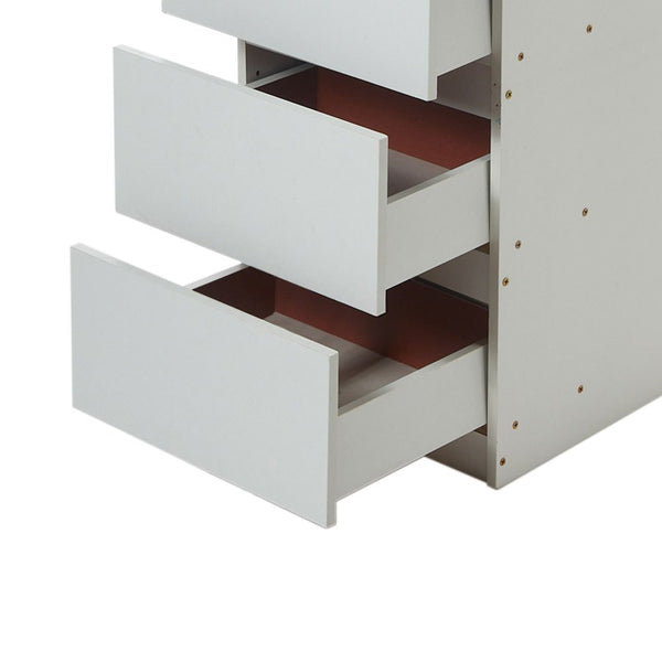 Wooden Slim Bedside Table Narrow Nightstand Side Table with 3 Drawers Storage, Tall Telephone Bedside Cabinets Sofa Side End Tables for Bedroom Small Spaces Living Room, Accent Furniture, White Coffee Tea Table, 32x30x59cm