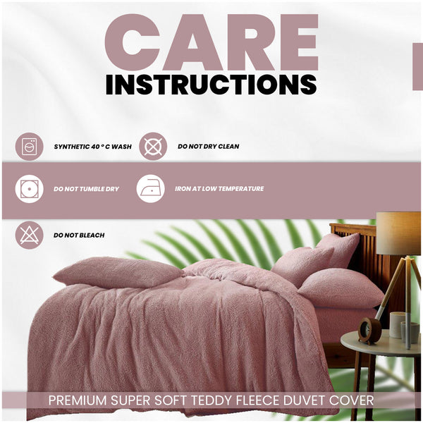 Teddy Bear Fleece Duvet Cover Set | Single Double King Size Bedding | Super Soft Plush Quilt Cover with Pillowcases | Warm Cosy Thermal Fluffy Set for Cold Nights | Easy Care & Durable Comfort | Luxury Teddy Fleece Bed Cover for Bedroom Warmth & Style | F