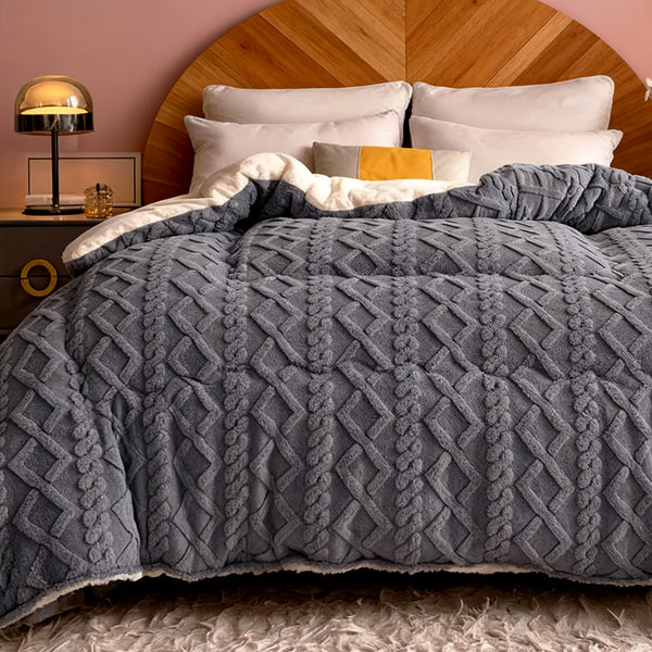 Luxury Taffeta Comforter Thick Warm Comforter, Heavy Warm Winter Comforter Core, Modern Ultra Soft Thick Weighted Blanket All Season Fluffy Fleece Quilt Beddin, Ideal Bedding Gifts for Christmas Mother's Day Valentine's Day Festival, Single Double King Su