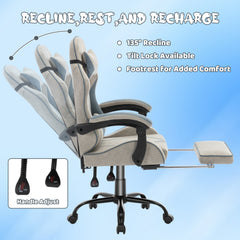 Gaming Chair Computer Chair Office Chair Racing Chair Desk Chair Swivel Chair Cute Gamer Chair Ergonomic Chair with Footrest And Backrest Support, Chair for Adult Gray