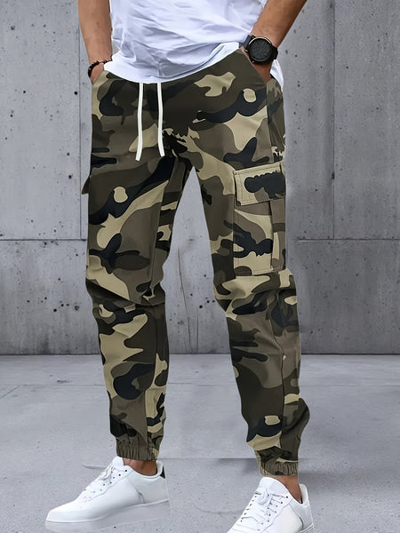 Men's Three-pc Cargo Pants, Solid Color Multi-Pocket Casual Outdoor Sports Trousers, Suitable for Spring, Summer, and Autumn