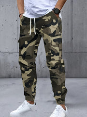 Men's Three-pc Cargo Pants, Solid Color Multi-Pocket Casual Outdoor Sports Trousers, Suitable for Spring, Summer, and Autumn