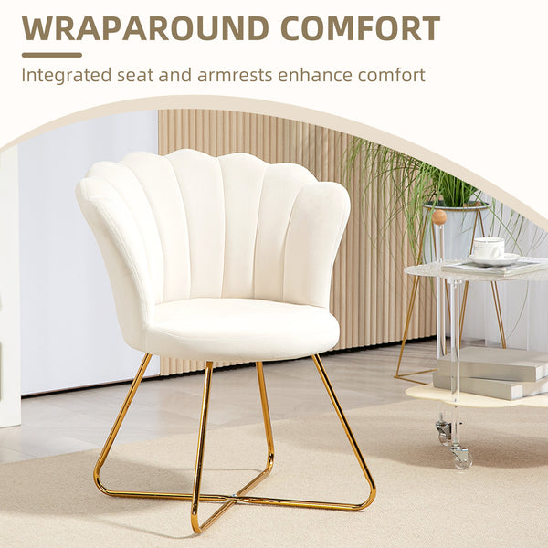Modern Armchair, Velvet Tufted Accent Chair with Lotus Backrest, Occasional Chair with Steel Legs for Living Room, Bedroom