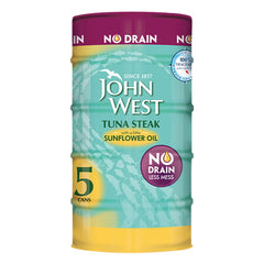 John West No Drain Tuna Steak in Sunflower Oil, 5 X 110G