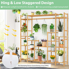 9-Tier Large Plant Shelf Bamboo Crisscross Plant Holder