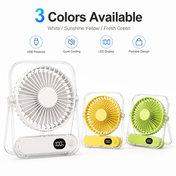 Portable Wearable Belt Fan & Flashlight Suitable for Outdoor, Hands-Free Clip- Cooling System with Quiet Operation, Strong Airflow - for Camping,, Night Shift, - for Belt Attachment (No Desk Use)
