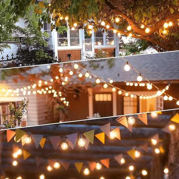 Dimmable Solar Outdoor String Lights - 100ft/60ft/50ft G40 Solar Powered Garden Lights, Remote 3 Timer 8 Modes Waterproof Outside Festoon Lights for Gardens Patios Fences Pergolas