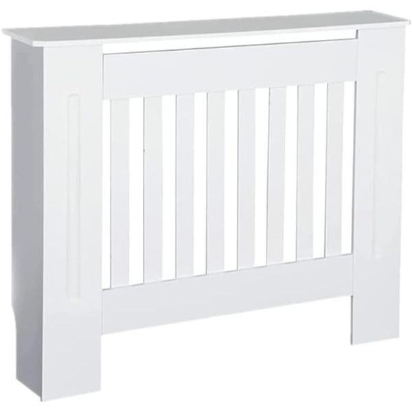 Radiator Cover Cabinet Large Small Wooden Radiator Cover, White Wood Painted MDF Cabinet Heater Cover Cabinet, Slats, Grill, Wood Top Shelf Easy Assembly for Living Room, Hallway, Bedroom Decoration