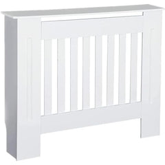 Radiator Cover Cabinet Large Small Wooden Radiator Cover, White Wood Painted MDF Cabinet Heater Cover Cabinet, Slats, Grill, Wood Top Shelf Easy Assembly for Living Room, Hallway, Bedroom Decoration