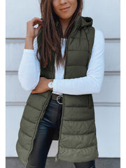 Women's Elegant Hooded Puffer Vest Coat - Thermal Insulated Sleeveless Winter Jacket with Full-Zip Closure, Machine Washable Outerwear in Brown/Black/White/Blue/Red/Navy/Gray, Cozy Cold-Weather Coat for Everyday & Formal Outfits, Layering Piece for Women