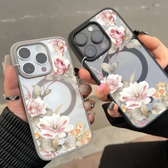 A Stunning And Vibrant Floral Design Phone Cover, for iPhone 16 Pro Max, 16 Plus, 15 Pro, 14, 13, 12, And 11, Featuring New Drop Protection And a Magnetic Closure.