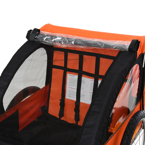 2-Seat Child Bike Trailer Bicycle Wagon for Kid W/ Seat Belt Hitch Coupler