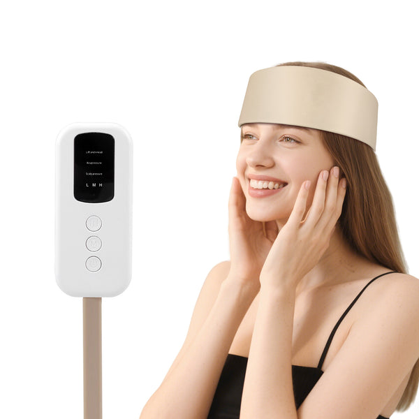 Head Massager, 360° Kneading with 3 Modes & 3 Intensity Levels for Migraine Relief and Stress Relaxation, Home Office Sleep Aid Therapy Device