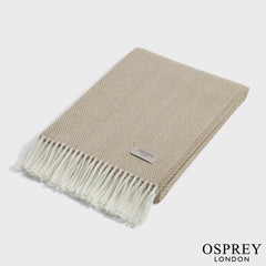 Osprey London Grey Herringbone Fringed Throw, 140 X 190 Cm