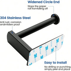 Self Adhesive Toilet Paper Holder & Towel Ring Set – No Drilling, Easy Stick-On Installation for Bathroom