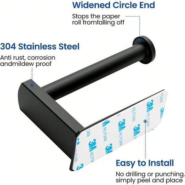 Self Adhesive Toilet Paper Holder & Towel Ring Set – No Drilling, Easy Stick-On Installation for Bathroom