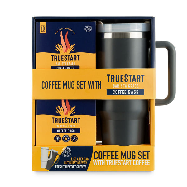 Truestart Coffee Travel Mug Set with Coffee Bags in Light