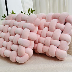 Set of 2 Twisted Knit Square Throw Pillow Cushion – Handmade Style Braided Texture Decorative Seat Pad for Dining Chair, Bench & Window Seat, Soft Polyester Fill, Plush Home Accent (30 x 33 x 12cm)