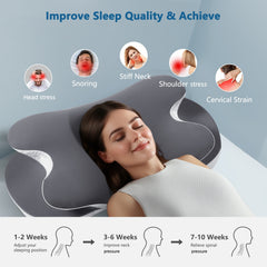Cervical Neck Pillows for Neck and Shoulder, Odorless Memory Foam Pillow with Cooling Silk Case, Orthopedic Pillow Neck Support - Gray