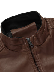 2024 Autumn/Winter Casual Jacket for Men, Stand Collar Trendy New Style Jacket with Faux Pockets, Motorcycle Style Youth Fashion Men's Coat