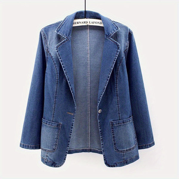 Summer Women's Clothing | Women's Denim Blazer Jacket, Slim Fit Single - Button, Trendy Jean Suit Coat, Stylish Summer Outerwearwomens Summer Clothing