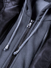 Men's Casual 2in 1 Jacket, Chic Bomber Jacket Biker Jacket with Zipper Pockets