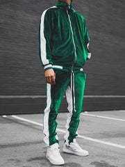 Men'S Velour Tracksuit Sweatsuit Set Jogging Suits Full Zip Casual Jackets Pants 2pcs Outfit Athletic Workout