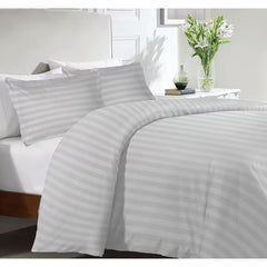 FAURA TEXTILES -Ultra Soft Striped Duvet Cover Set with Pillowcases – Elegant Modern Bedding Set, Smooth Comfortable Finish, Easy Care, Single Double King Super King Sizes