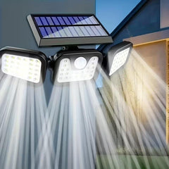 74 LED Solar Wall Light; Human Motion Sensor Solar Light; Outdoor Wall Lamp with 3-Level Brightness Adjustment; Suitable for Gates, Yards, Garages, and Pathways; Solar Powered; 270° Wide-Angle Illumination.