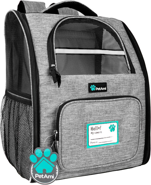 Petami Dog Backpack Carrier for Small Large Cat, Pet, Puppies, Ventilated Pet Hiking Backpack Travel Bag, Airline Approved Cat Backpack Carrier, Safety Back Support, Camping Biking Dog Bag, Charcoal
