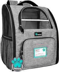 Petami Dog Backpack Carrier for Small Large Cat, Pet, Puppies, Ventilated Pet Hiking Backpack Travel Bag, Airline Approved Cat Backpack Carrier, Safety Back Support, Camping Biking Dog Bag, Charcoal
