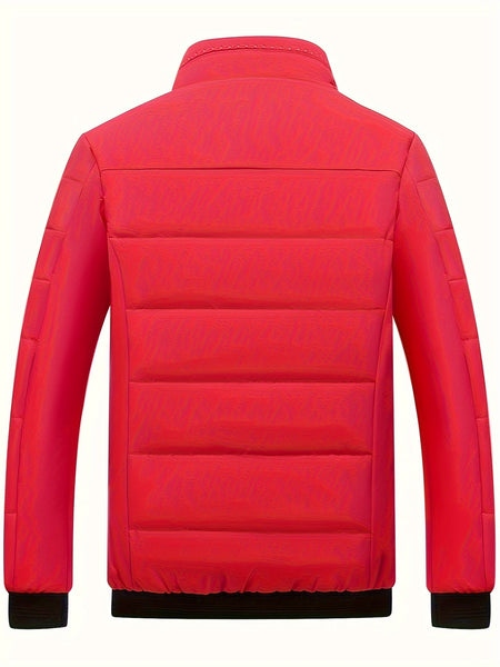 Men's Casual Collar Fashion Coat Men's New Young and Middle-aged Autumn and Winter Plus Velvet Padded Warm -padded Jacket.