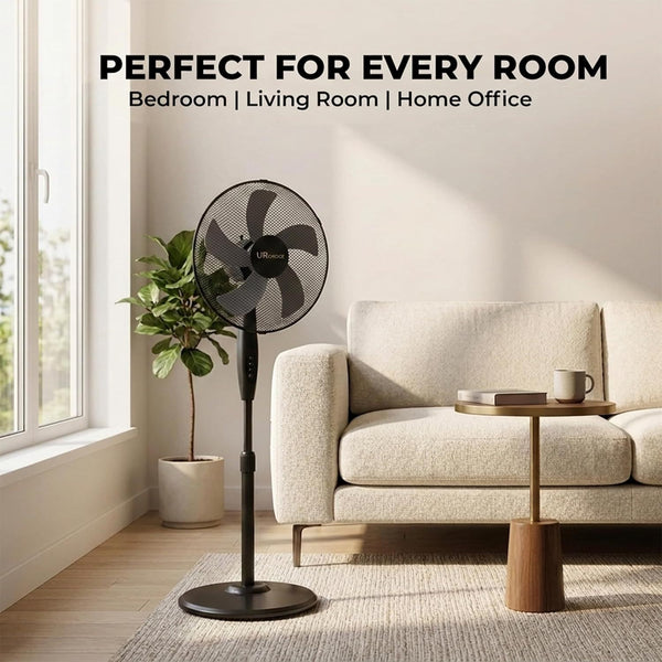 16 Inch Pedestal Fan with Oscillation, 3 Speed Settings, Adjustable Height & Tilt, Floor Standing Fan for Home & Office