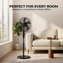 16 Inch Pedestal Fan with Oscillation, 3 Speed Settings, Adjustable Height & Tilt, Floor Standing Fan for Home & Office