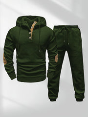Men's Casual Fashion Set: Knitted Jacquard Hoodie and Sweatpants 2pcs Set