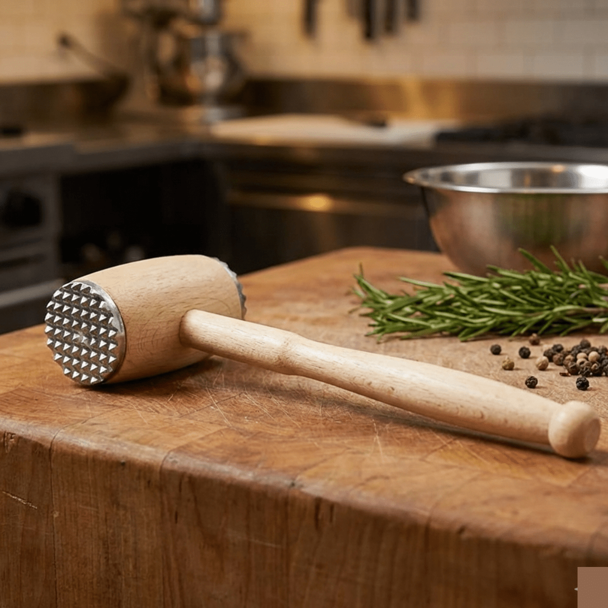 Premium Wooden Meat Tenderizer Mallet - Dual-Sided Professional Hammer for Steak, Chicken & Pork - Heavy Duty Beechwood Kitchen Tool