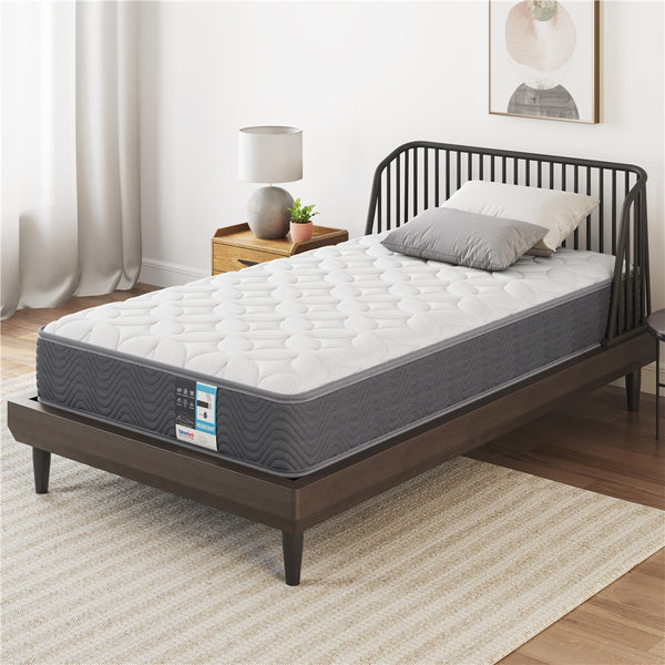 Costoffs Single/Double Bed Mattress Medium Firm Pocket Coil Spring Mattress, Vacuum Packed, Fabric Encased Coil, Bedroom Furniture, 90x190cm/130x190cm, Grey/White