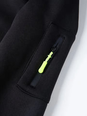 2pcss Autumn Winter Men'S Fashion Suit, Western Style Outdoor Half-Zipper Sweatshirt And Cargo Pocket Long Pants 2pcs Set