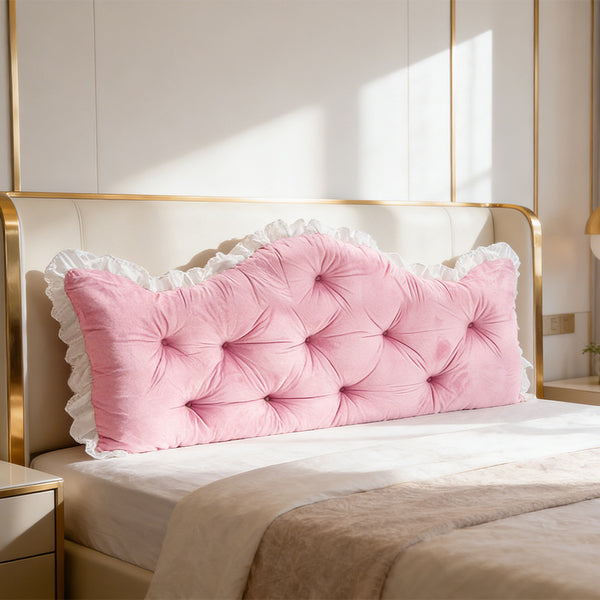 Large Ultra-Soft Comfortable Plush Backrest Pillow, Princess Style Reading Cushion, Neck and Back Support, Luxurious Fashionable Home Style Multifunctional Lace Ruffled Headboard Cushions, Suitable for Bedroom, Living Room, Dorm, Sofa Home Decor, Machine