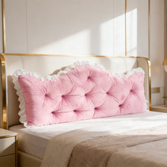 Large Ultra-Soft Comfortable Plush Backrest Pillow, Princess Style Reading Cushion, Neck and Back Support, Luxurious Fashionable Home Style Multifunctional Lace Ruffled Headboard Cushions, Suitable for Bedroom, Living Room, Dorm, Sofa Home Decor, Machine
