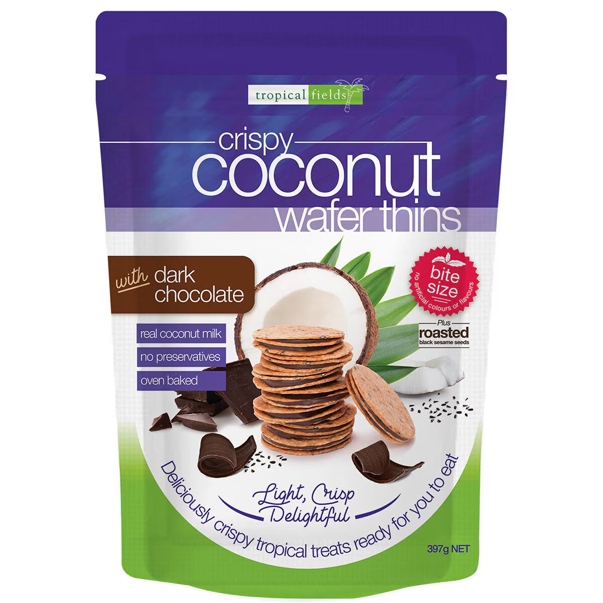 Tropical Fields Coconut Wafer Thins with Dark Chocolate, 397G