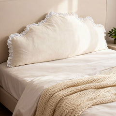 Nordic Princess-style Bedside Cushion Pillow | Soft Padded, Tatami Waist-support, Green/White, Polyester, 180*20*75cm, Zipper Closure, Hand Wash Only
