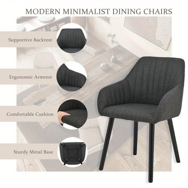 Modern Scandinavian Dining Chairs Suitable for - Ergonomic Armrests & Padded Seats with Cushioned Backrest, Soft /Upholstery & Sturdy Legs - - Modern Chairs, for, or for Company Events (Assembly Required)