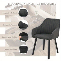 Modern Scandinavian Dining Chairs Suitable for - Ergonomic Armrests & Padded Seats with Cushioned Backrest, Soft /Upholstery & Sturdy Legs - - Modern Chairs, for, or for Company Events (Assembly Required)